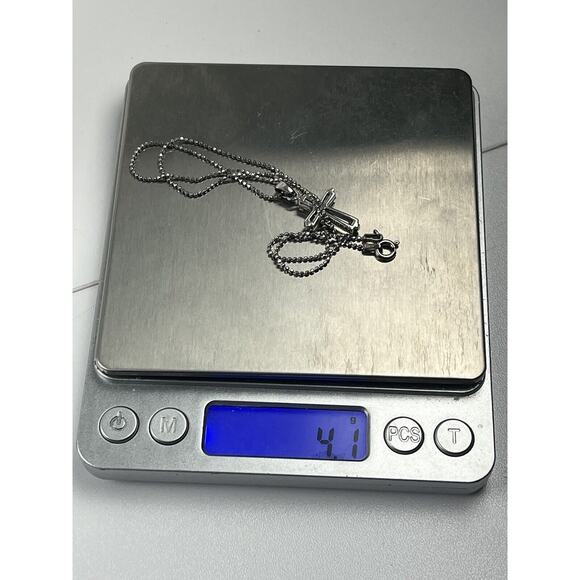 Sterling Silver Necklace 15.25" Ball Chain Clear Quartz Cross Pendant - Picture 8 of 12